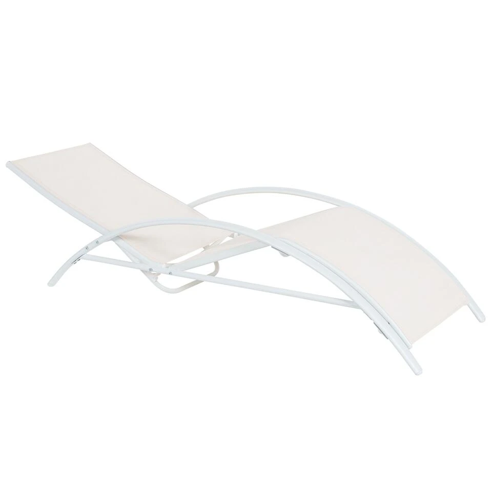 Beliani Tuinligstoel GAETA - Beige Staal, Textiel 6 Beliani Tuinligstoel GAETA - Beige Staal, Textiel - Afbeelding 4