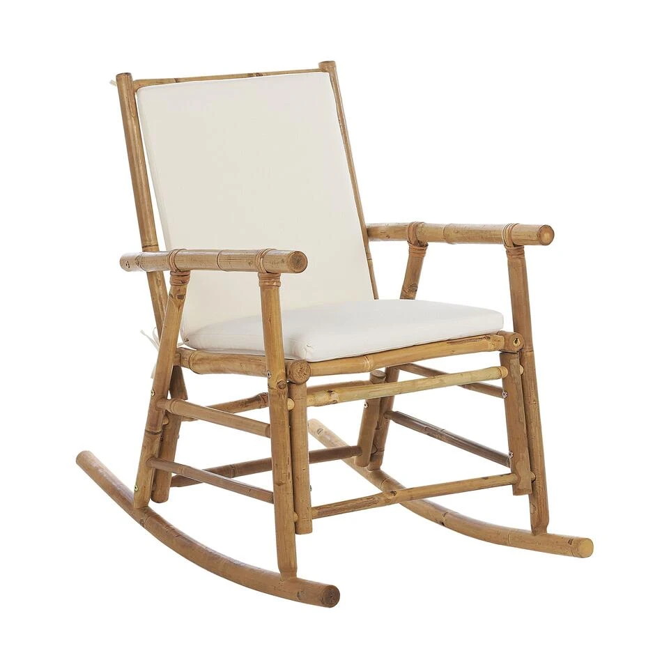 Beliani Schommelstoel FRIGOLE - Lichte Houtkleur Bamboehout 3 Beliani Schommelstoel FRIGOLE - Lichte Houtkleur Bamboehout