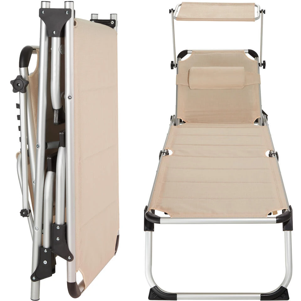 Tectake -ligbed Lorella - Aluminium- Incl. Verwisselbaar Hoofdkussen-beige 5 Tectake -ligbed Lorella - Aluminium- Incl. Verwisselbaar Hoofdkussen-beige - Afbeelding 3