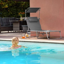 Tectake - Zonnestoel Chloe - Ligbed - Beige -Tuinmeubels Winkel 1000083087 0101