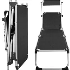 Tectake - Ligbed Zonnestoel Aurelie - Zwart -Tuinmeubels Winkel 1000083094 0103