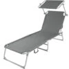 Tectake - Ligbed Zonnebed - Verstelbaar In 4-standen - Grijs -Tuinmeubels Winkel 1000083095