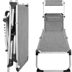 Tectake - Ligbed Zonnestoel Aurelie - Grijs Gemeleerd -Tuinmeubels Winkel 1000083100 0103