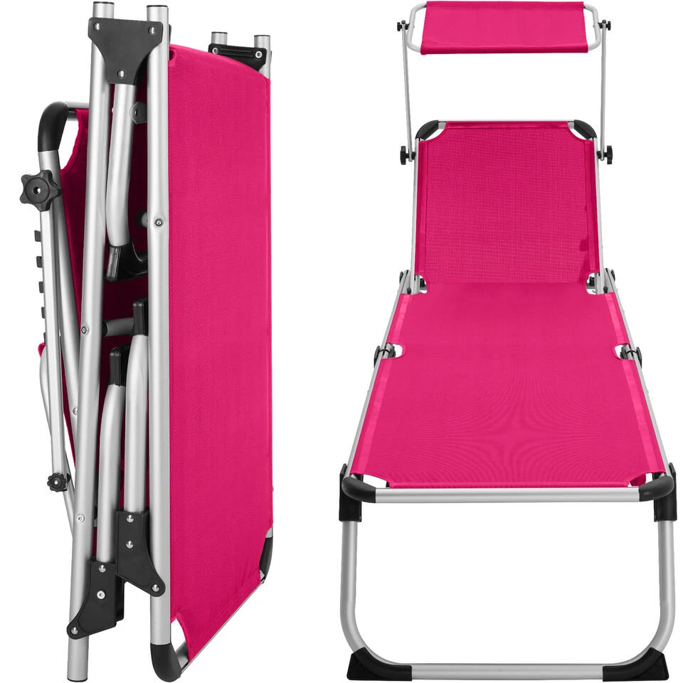 Tectake - Ligbed Zonnestoel Aurelie - Pink 6 Tectake - Ligbed Zonnestoel Aurelie - Pink - Afbeelding 4