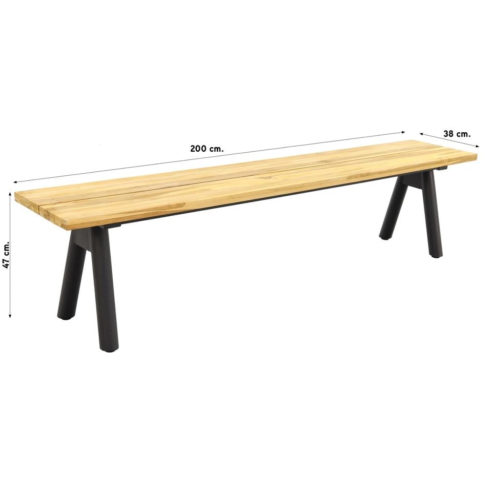 VDG Mason Teak Sportbank 200 Cm 4 VDG Mason Teak Sportbank 200 Cm - Afbeelding 2