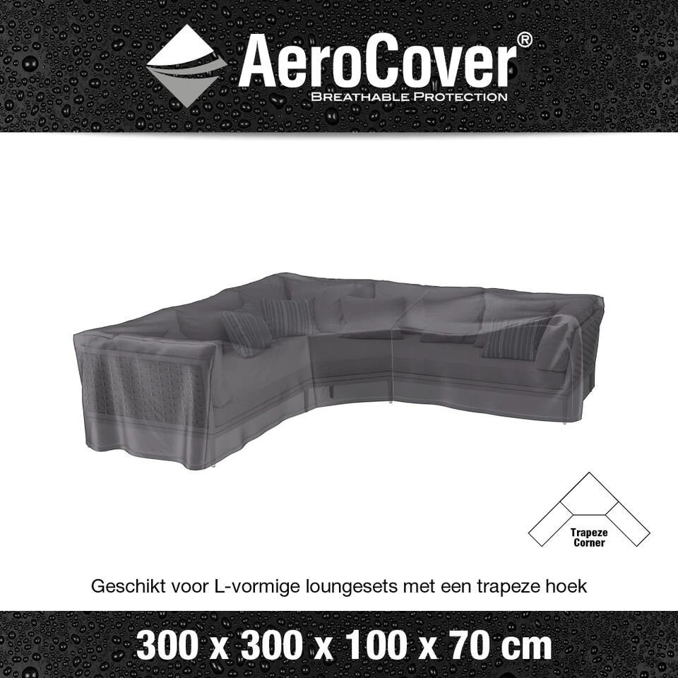 Aerocover Loungesethoes 300x300 Cm - L-vorm Trapeze 4 Aerocover Loungesethoes 300x300 Cm - L-vorm Trapeze - Afbeelding 2