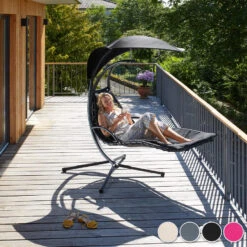 Tectake - Hangstoel Ligbed Maja - Zwart 7 Tectake - Hangstoel Ligbed Maja - Zwart -Tuinmeubels Winkel 1000086431 0101