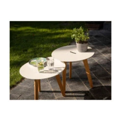 Exotan Bijzettafels Binnen/Buiten Laura - Teak - Wit - Set Van 2 -Tuinmeubels Winkel 1000088977 0102