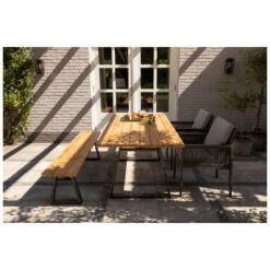 Exotan Tuintafel Sydney - Teak/Metaal - Naturel - 75x185x90 -Tuinmeubels Winkel 1000089235 0102