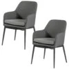 Exotan Tuinstoel Domino - Alumnium/Kunststof - Grijs - Set Van 2 -Tuinmeubels Winkel 1000092416