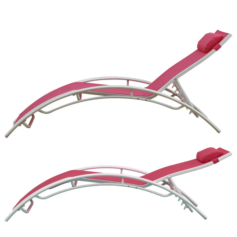 Happy Garden Zonnebedden GALAPAGOS - Roze - Aluminium 4 Happy Garden Zonnebedden GALAPAGOS - Roze - Aluminium - Afbeelding 2