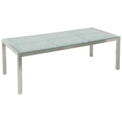 Beliani Eettafel GROSSETO - Transparant Veiligheidsglas, Rvs
