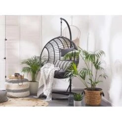Beliani Hangstoel ASPIO - Zwart Pe Rotan 8 Beliani Hangstoel ASPIO - Zwart Pe Rotan -Tuinmeubels Winkel 1498029831 0102