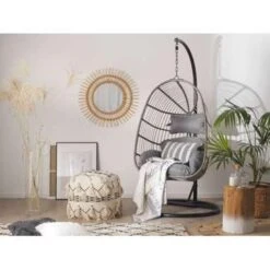 Beliani Hangstoel CASOLI - Grijs Pe Rotan -Tuinmeubels Winkel 1640452479 0101
