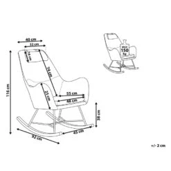 Beliani Schommelstoel ARRIE - Grijs Fluweel -Tuinmeubels Winkel 1783630521 0102