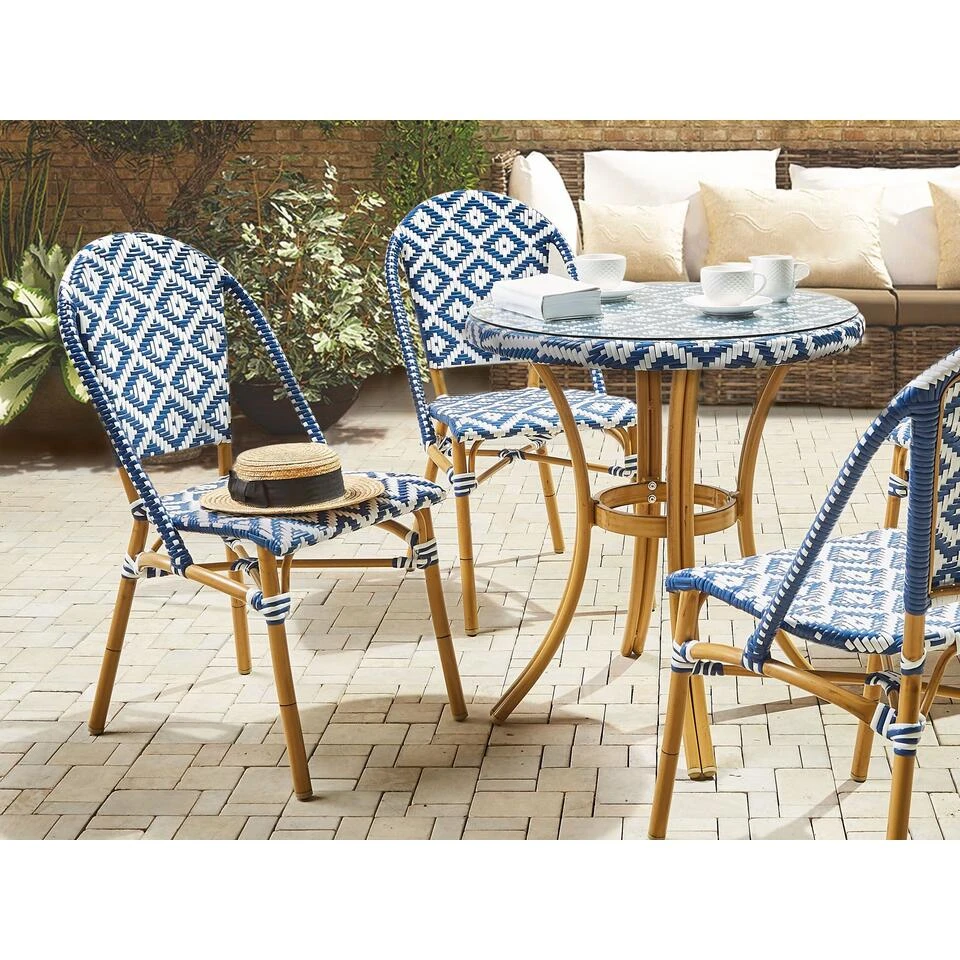 Beliani Tuintafel RIFREDDO - Blauw Pe Rotan 6 Beliani Tuintafel RIFREDDO - Blauw Pe Rotan - Afbeelding 4