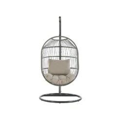 Beliani Hangstoel ALBA - Zwart Pe Rotan -Tuinmeubels Winkel 271472dcb940475fb0a70c6c385fb322