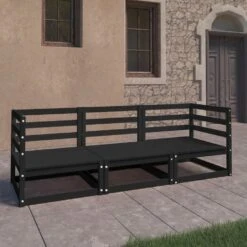 VidaXL Tuinbank 3-zits Massief Grenenhout Zwart -Tuinmeubels Winkel 2ce757083e794e23b5a470d354f40aca