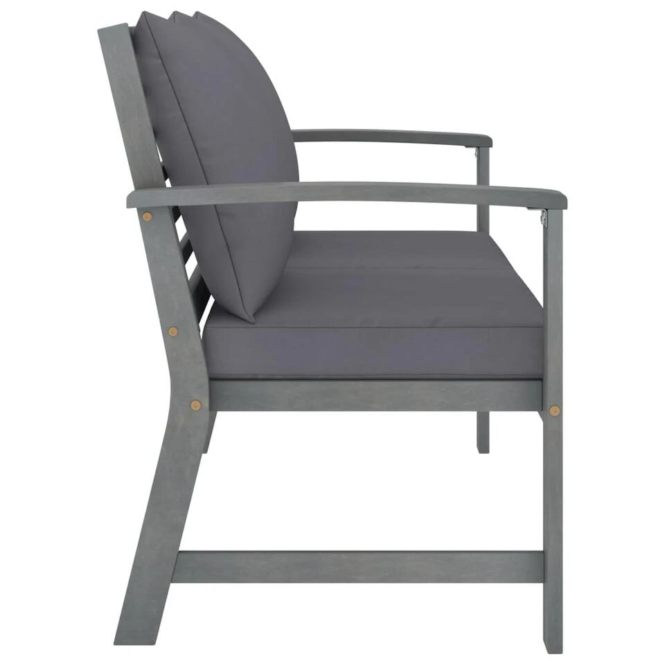 VidaXL Tuinbank Met Donkergrijs Kussen 120 Cm Massief Acaciahout 4 VidaXL Tuinbank Met Donkergrijs Kussen 120 Cm Massief Acaciahout - Afbeelding 2
