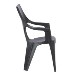 Keter - Stapelstoel Dante Hoge Rug - Donkergrijs - 89x57x57 Cm -Tuinmeubels Winkel 50100437 8000