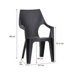 Keter - Stapelstoel Dante Hoge Rug - Donkergrijs - 89x57x57 Cm -Tuinmeubels Winkel 50100437 9601