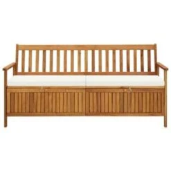 VidaXL Opbergbankje Met Kussen 170 Cm Massief Acaciahout -Tuinmeubels Winkel 554f6978d3f14e4c9774dbb397a5cf54
