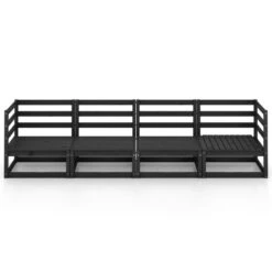 VidaXL Tuinbank 4-zits Massief Grenenhout Zwart -Tuinmeubels Winkel 58b3315ab8784f498a5f7b98bdb239d0