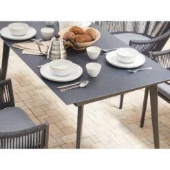 Beliani Eettafel MILETO - Grijs Aluminium -Tuinmeubels Winkel 5f42c292eec24c70804f0085534d86ac