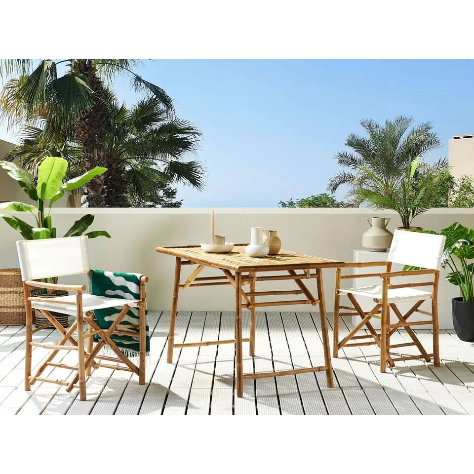 Beliani Inklapbare Tafel MOLISE - Lichte Houtkleur Bamboehout 4 Beliani Inklapbare Tafel MOLISE - Lichte Houtkleur Bamboehout - Afbeelding 2