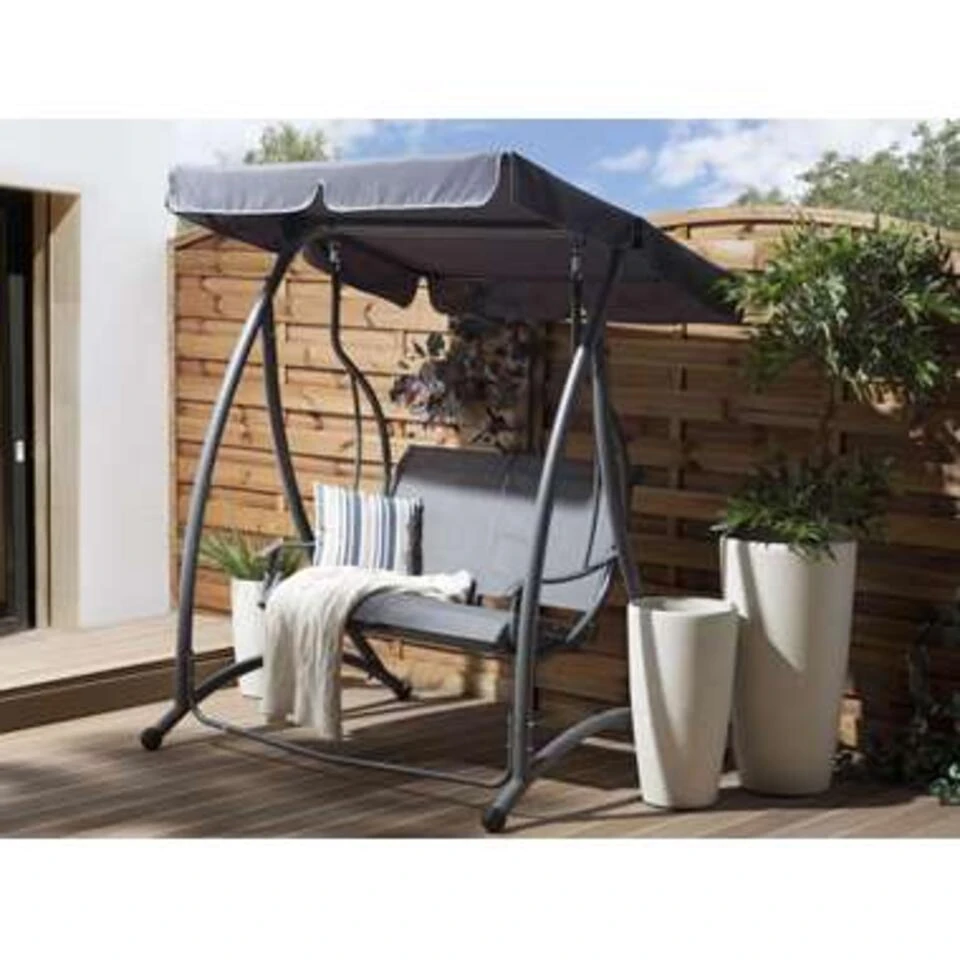 Beliani Schommelbank TESERO - Grijs Staal 3 Beliani Schommelbank TESERO - Grijs Staal - Afbeelding 2