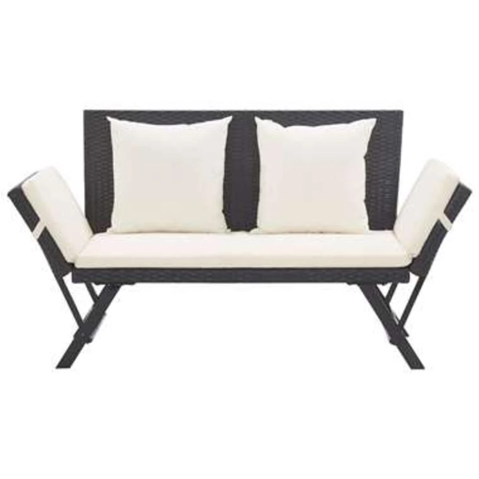 VidaXL Tuinbank Met Kussens 176 Cm Poly Rattan Zwart 5 VidaXL Tuinbank Met Kussens 176 Cm Poly Rattan Zwart - Afbeelding 3