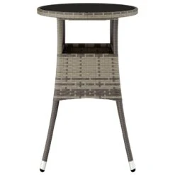 VidaXL Tuintafel Ø60x75 Cm Gehard Glas En Poly Rattan Grijs -Tuinmeubels Winkel 7fab57e03e9546b2985c4bb59e1aff8f