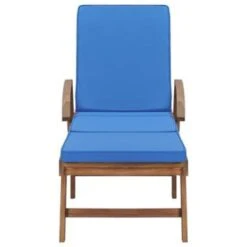 VidaXL Ligbed Met Kussen Massief Teakhout Blauw -Tuinmeubels Winkel 866ce87e83ee49369b1b71f95a368038