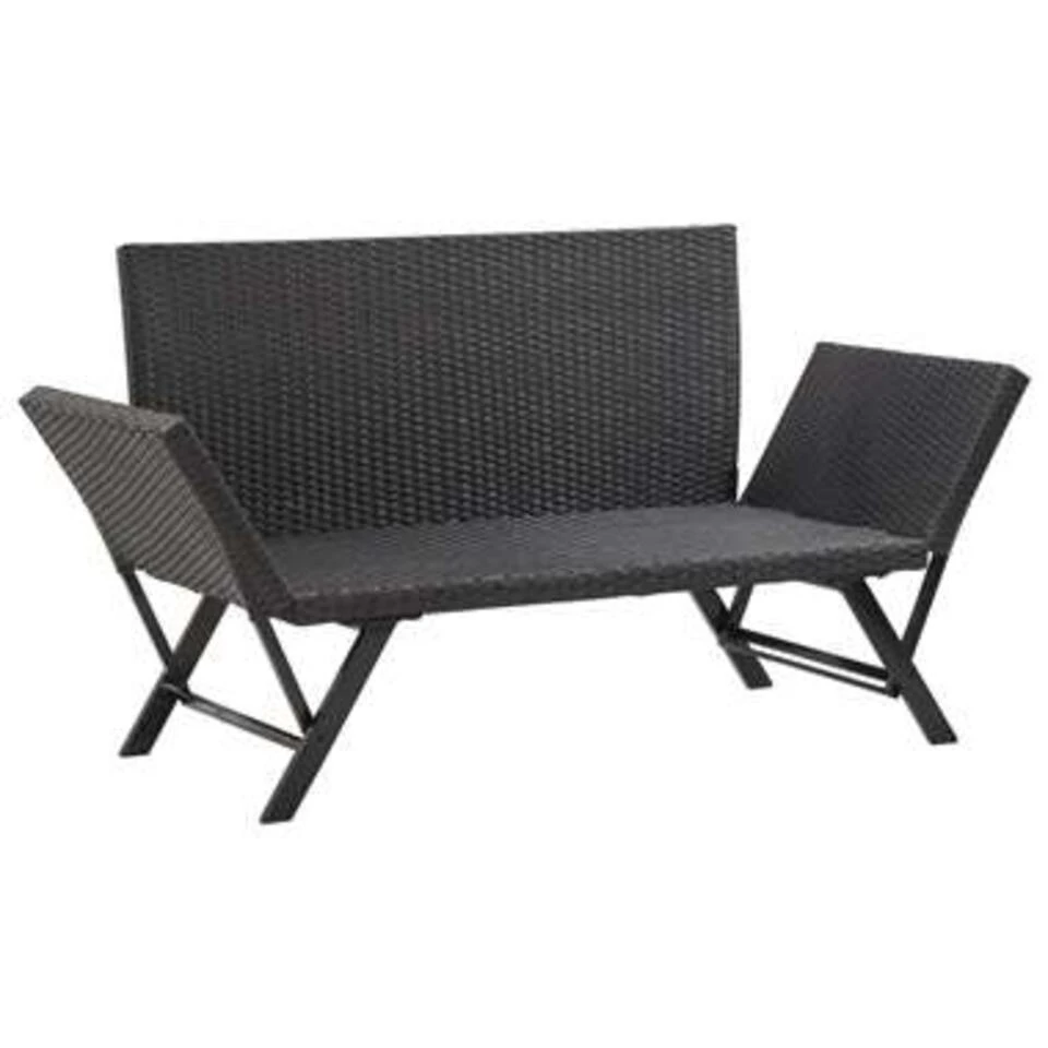 VidaXL Tuinbank Met Kussens 176 Cm Poly Rattan Zwart 4 VidaXL Tuinbank Met Kussens 176 Cm Poly Rattan Zwart - Afbeelding 2