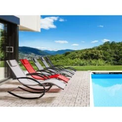 Beliani Tuinligstoel CARANO II - Grijs Staal, Textiel -Tuinmeubels Winkel 94d0ee8d2e5f43ffacbc68ad7345c0df