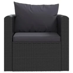 VidaXL Fauteuil Met Kussens Poly Rattan Zwart -Tuinmeubels Winkel 9c51a855bb8a40c78f0a6357ceb8619e