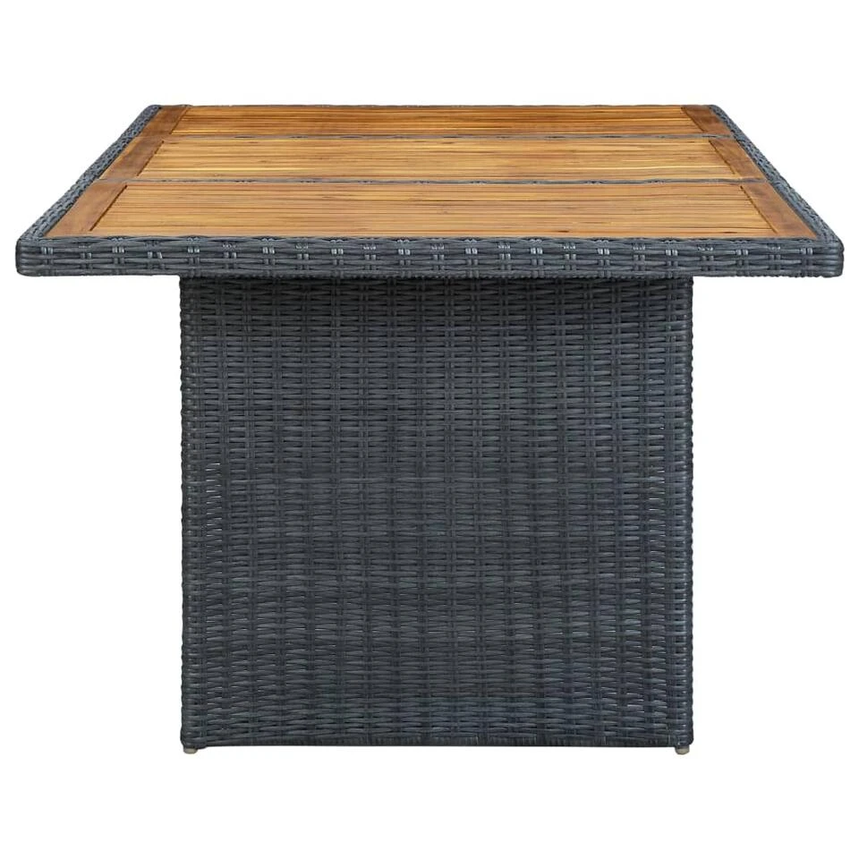 VidaXL Tuintafel Poly Rattan En Massief Acaciahout Donkergrijs 4 VidaXL Tuintafel Poly Rattan En Massief Acaciahout Donkergrijs - Afbeelding 2