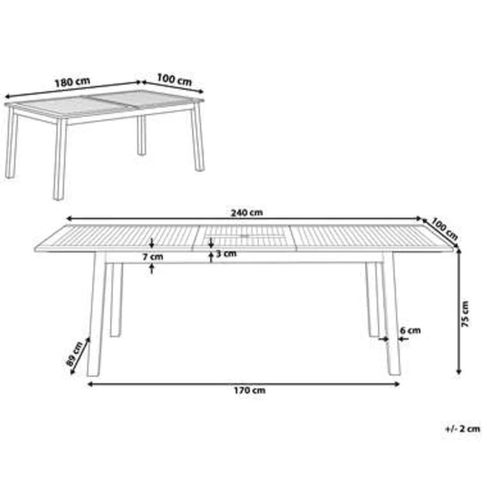 Beliani Verlengbare Tafel CESANA - Lichte Houtkleur Acaciahout 4 Beliani Verlengbare Tafel CESANA - Lichte Houtkleur Acaciahout - Afbeelding 2