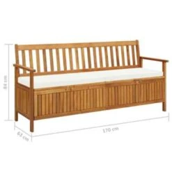VidaXL Opbergbankje Met Kussen 170 Cm Massief Acaciahout -Tuinmeubels Winkel a5a540093d64453bbd78c839bc7a3bff