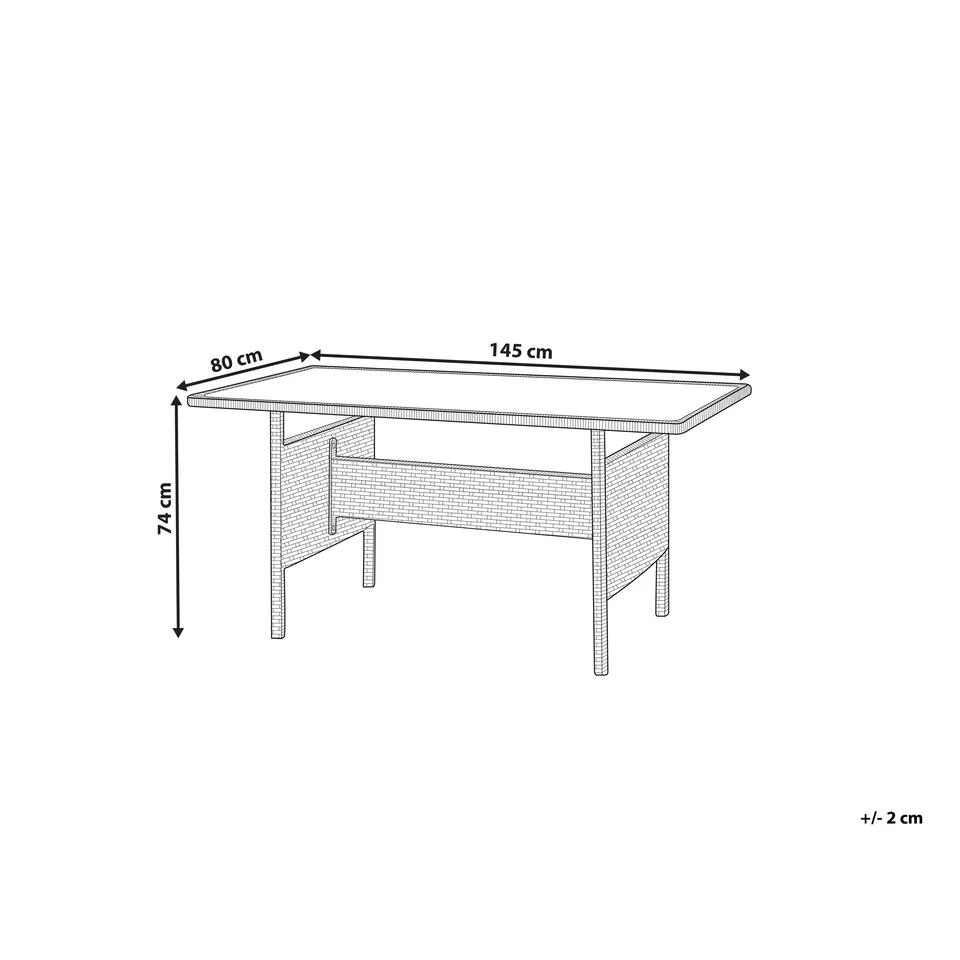 Beliani Tuintafel VITERBO - Grijs Pe Rotan 5 Beliani Tuintafel VITERBO - Grijs Pe Rotan - Afbeelding 3