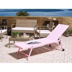 Beliani Tuinligstoel PORTOFINO - Roze Aluminium, Textiel 8 Beliani Tuinligstoel PORTOFINO - Roze Aluminium, Textiel -Tuinmeubels Winkel beaea80f33c64d3c8d8581b1e02a4255