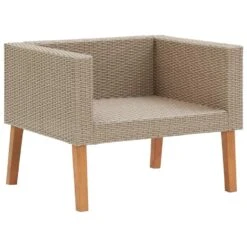 VidaXL Tuinbank Eenzits Met Kussens Poly Rattan Beige -Tuinmeubels Winkel c41cb684bbf04774ac2e2b8b6728155c