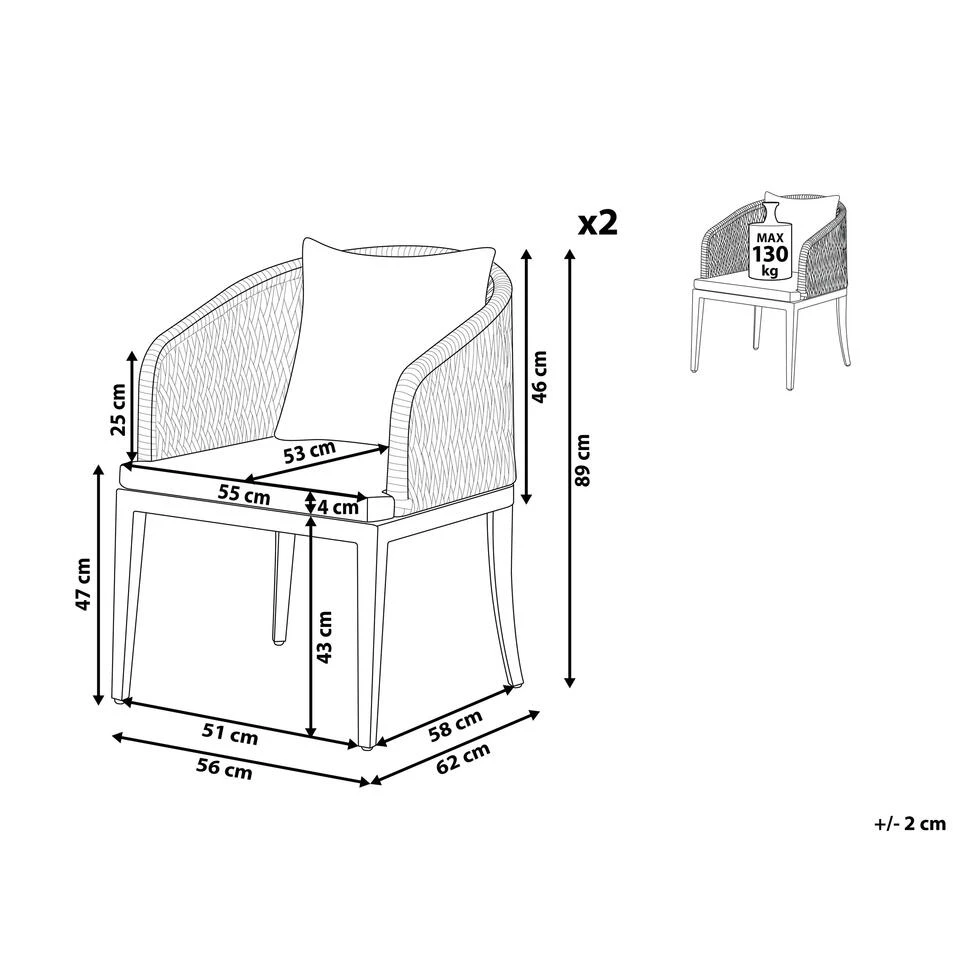 Beliani Tuinstoel LIPARI - Grijs Aluminium 5 Beliani Tuinstoel LIPARI - Grijs Aluminium - Afbeelding 3