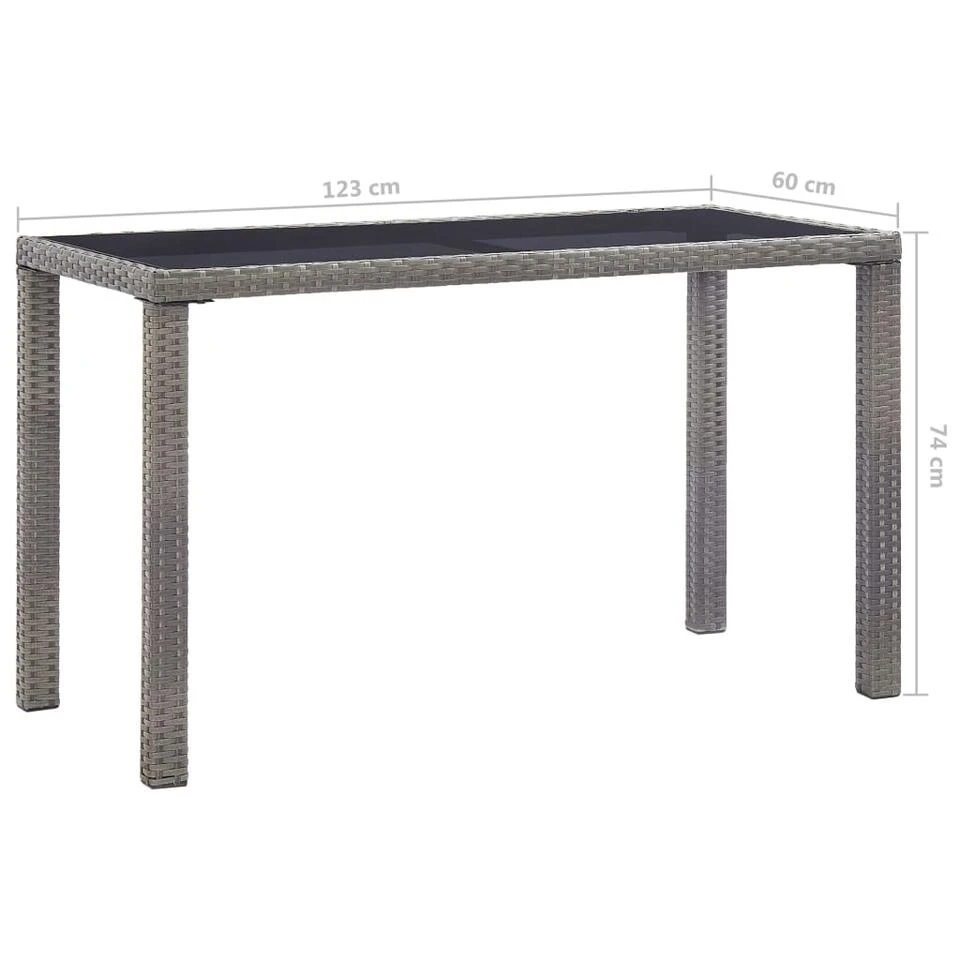 VidaXL Tuintafel 123x60x74 Cm Poly Rattan Antraciet 6 VidaXL Tuintafel 123x60x74 Cm Poly Rattan Antraciet - Afbeelding 4