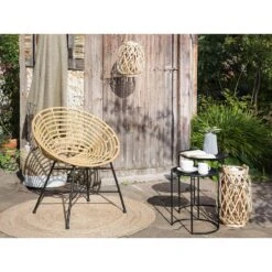 Beliani Tuinstoel ACERRA - Beige Pe Rotan -Tuinmeubels Winkel cfba503cdd434f6b82867e4b4b1cb7ea