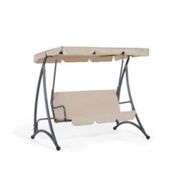 Beliani Schommelbank TEMPLE - Beige Polyester -Tuinmeubels Winkel d39e3e0c1b3544ec829ed013f0b4b6a5