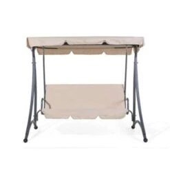 Beliani Schommelbank TEMPLE - Beige Polyester -Tuinmeubels Winkel d47c907e1f6649428ea59280b68c1df0