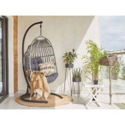Beliani Hangstoel SESIA - Grijs Polyester, Pe Rotan 8 Beliani Hangstoel SESIA - Grijs Polyester, Pe Rotan -Tuinmeubels Winkel d4ab082dc1fe4b84819f1349bc85b944