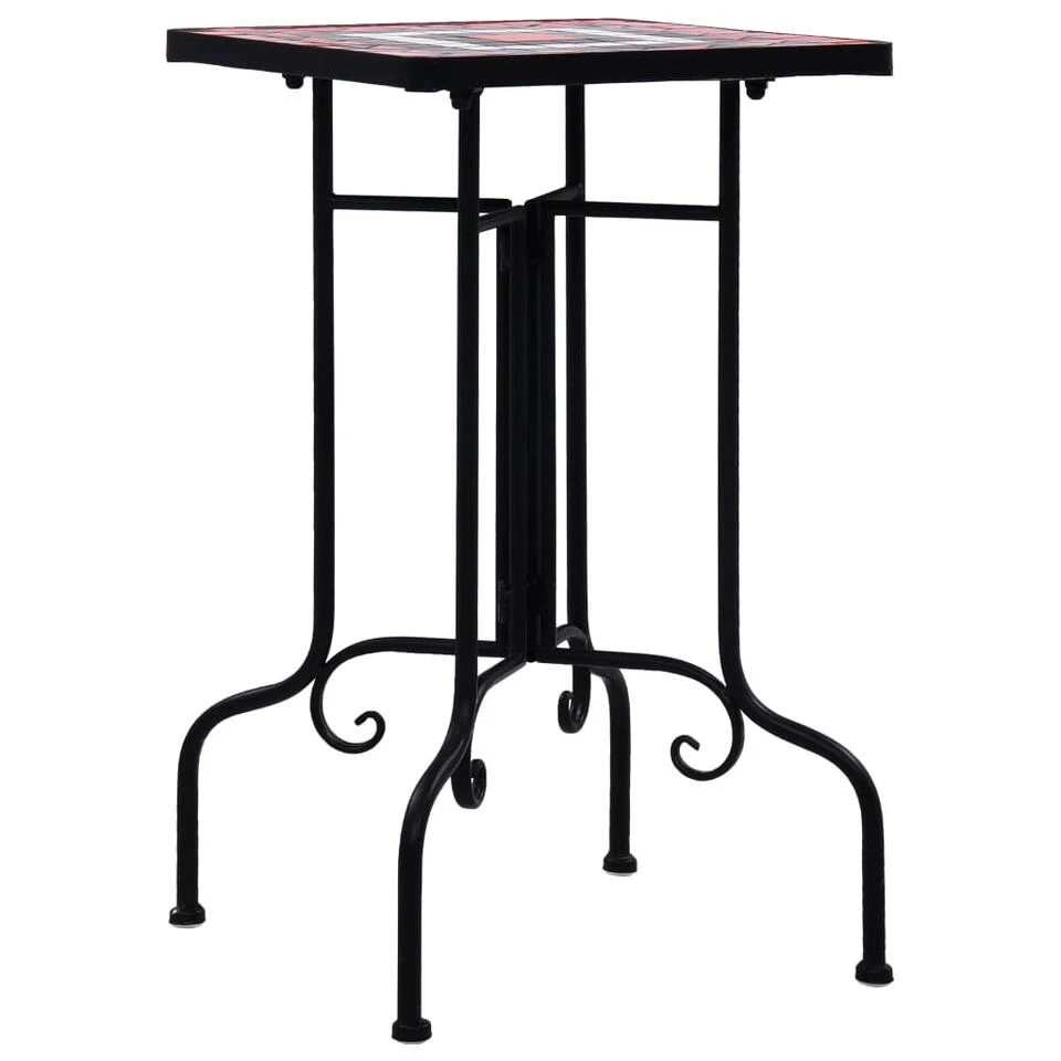 VidaXL Bijzettafel Mozaïek Keramiek Terracottakleurig En Wit 5 VidaXL Bijzettafel Mozaïek Keramiek Terracottakleurig En Wit - Afbeelding 3