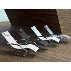 Beliani Tuinligstoel CARANO - Blauw Staal, Textiel -Tuinmeubels Winkel e22b07187db64258a62f3dbb191cf30b